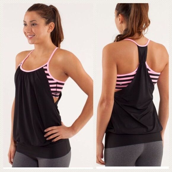 Lululemon No Limits Tank Top Black & Pink - Picture 3 of 5